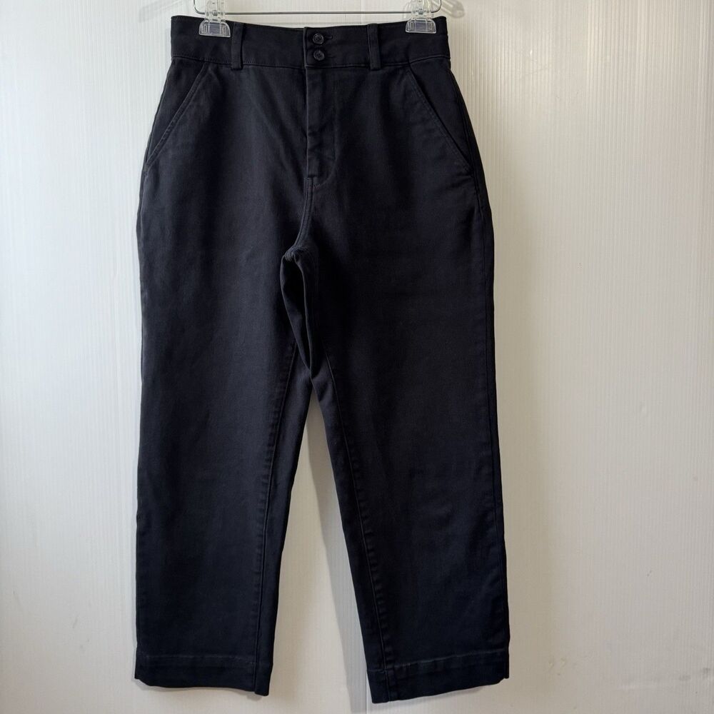 Everlane The Organic Crop Twill Wide-Leg Pant Womens Size 6 Black High Rise